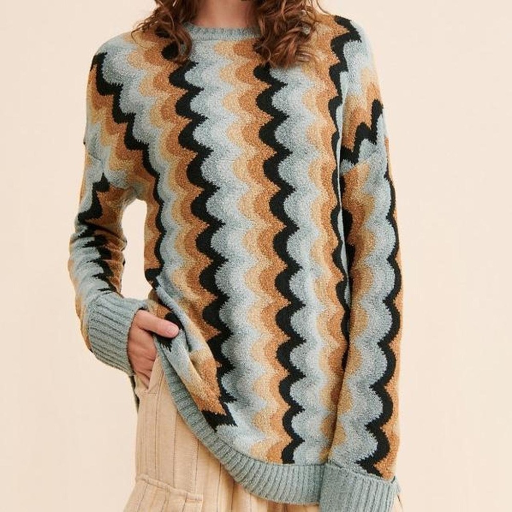 Show Me Your Mumu Women's Large Retro Wave Oversized Sweater